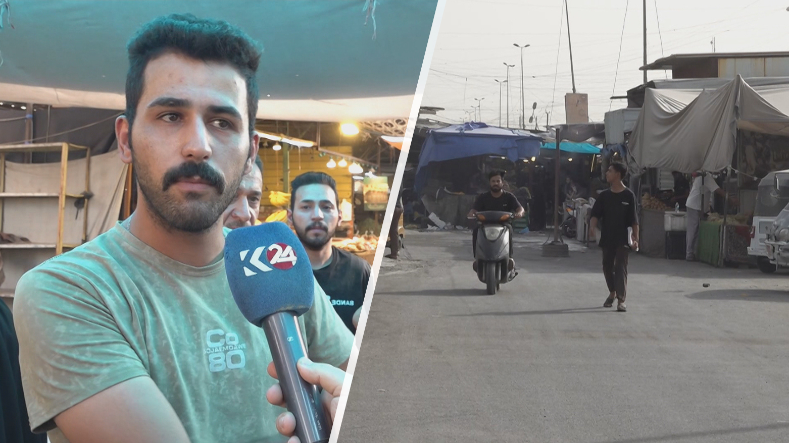 Kurdistan24's reporter interviewing citizens at the Muridi market in Sadr City. (Photo: Kurdistan24)