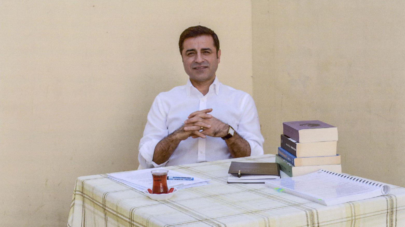 Former party leader Selahattin Demirtas and current Turkish presidential candidate, sits in prison in Edirne on May 4, 2018. (Photo: AFP)