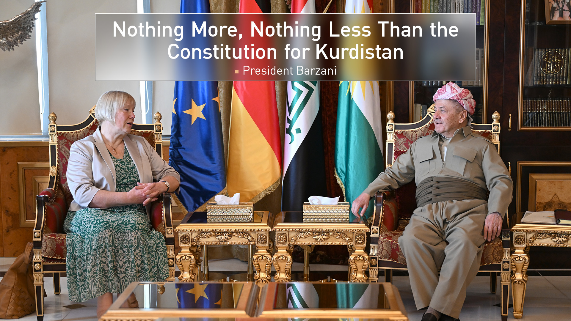 President Masoud Barzani (R) and German Amb. Christiane Hohmann (L). (Photo: Barzani HQ)