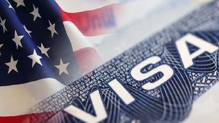 Graphics depicting the U.S. flag and a visa. (Image: AA)