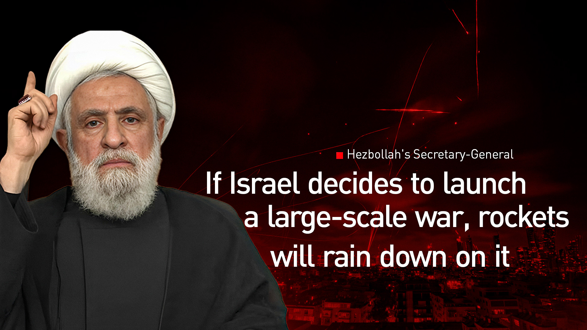 Hezbollah's Secretary-General Naim Qassem. (Graphic: Designed by Kurdistan24)