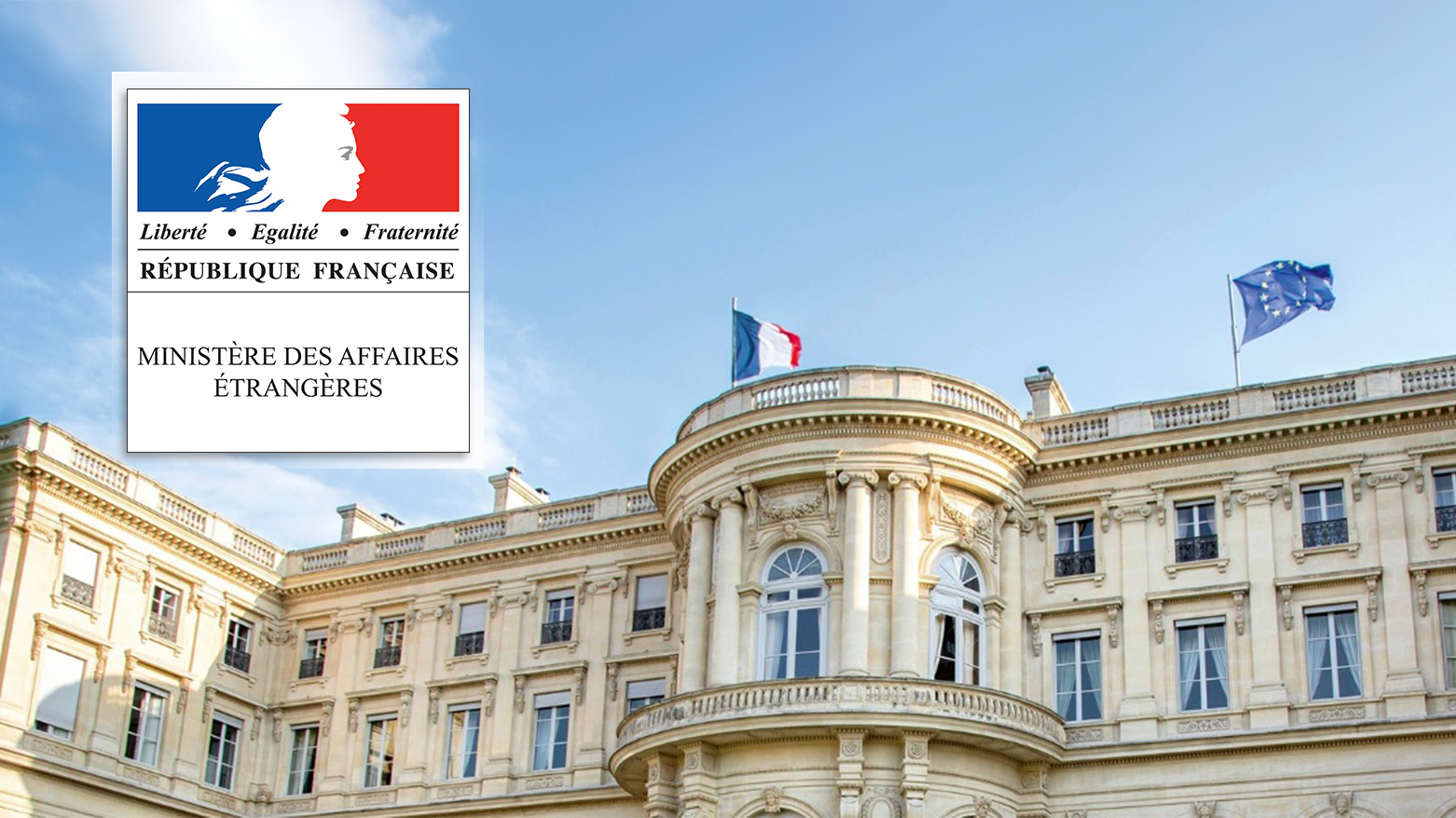 The photo shows France's Ministry of Europe and Foreign Affairs logo and the French Foreign Ministry building. (Photo: Kurdistan24)