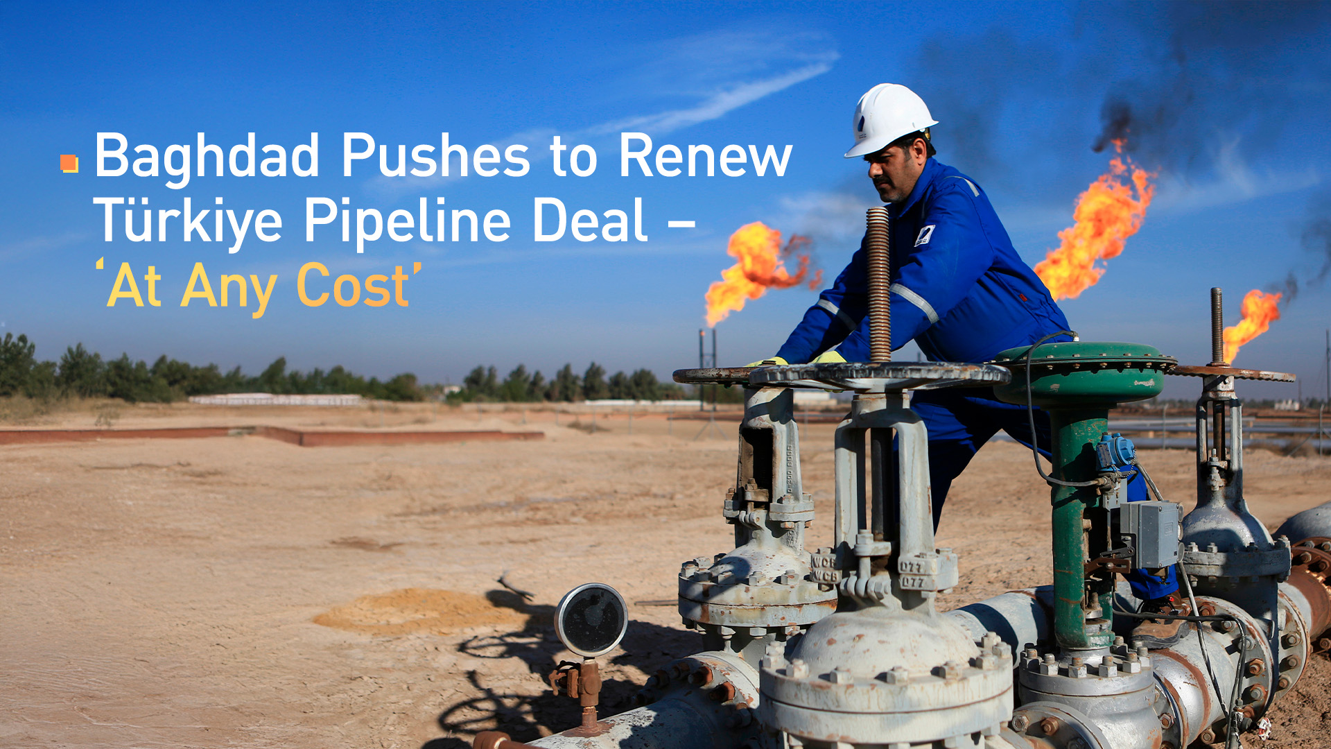 The photo shows a worker operates valves in Nihran Bin Omar field north of Basra, Iraq. (AP)