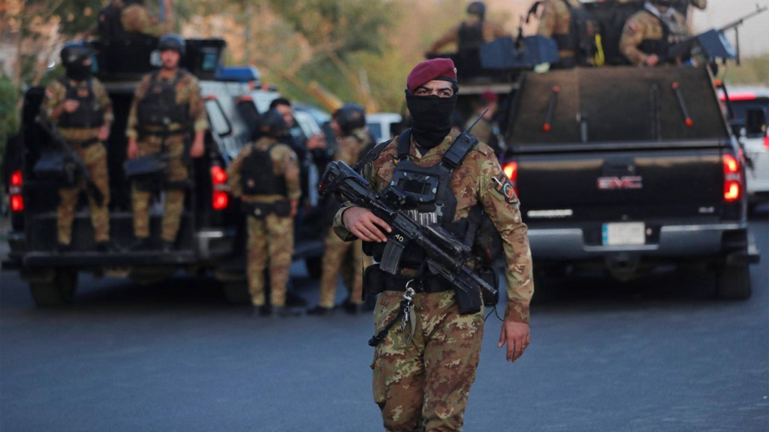 Heavily armed members of Popular Mobilization Forces (PMF) can be seen in this photo. (AFP)