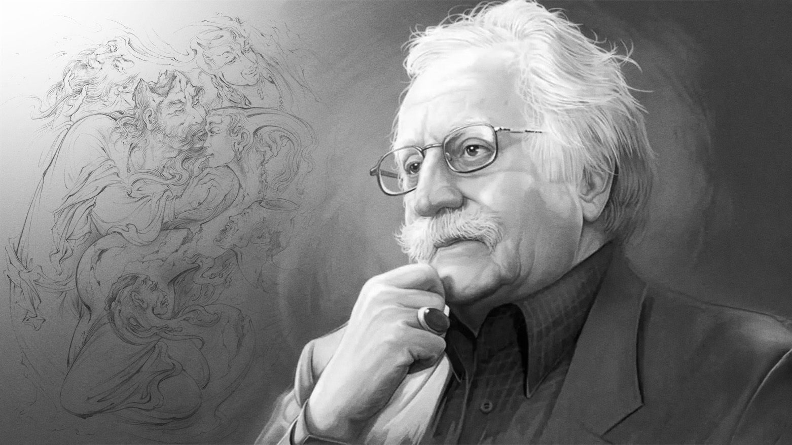 Iranian artist Mahmoud Farshchian and one of his artistic works. (Graphics: Iranian Media; Edited by Kurdistan24)