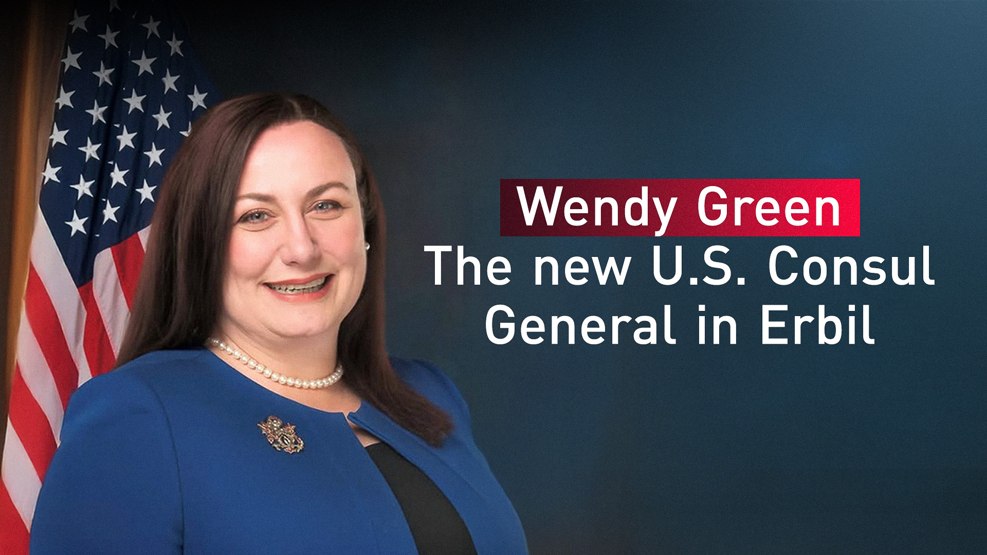The new U.S. Consul General in Erbil Gwendolyn “Wendy” Green. (Graphic: Kurdistan24)