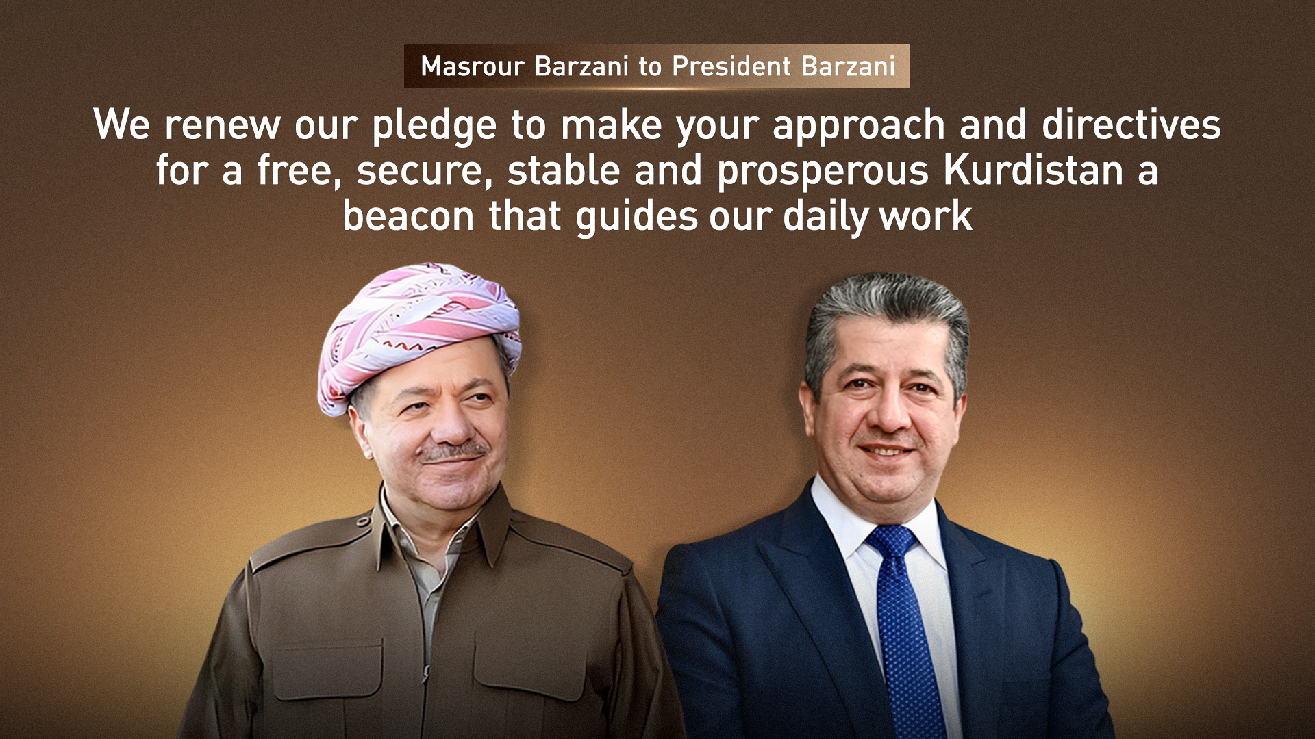 KDP Vice president Masrour Barzani (R), President Masoud Barzani (L). (Graphic: Kurdistan24)