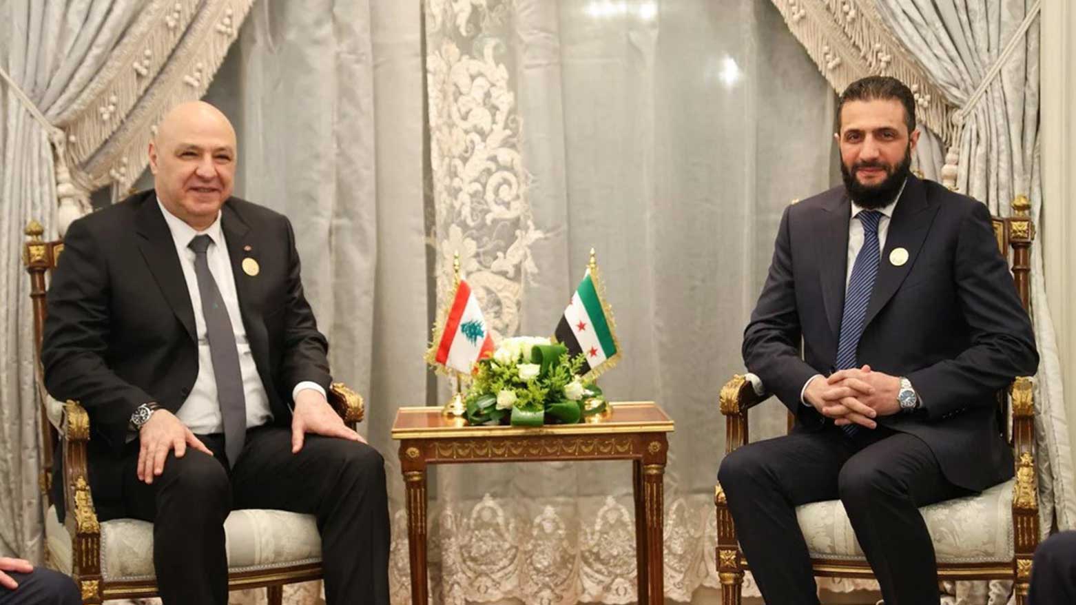 Joseph Aoun, President of the Lebanese Republic, (L), Ahmed al-Sharaa, President of Syria, March 4, 2025. (Photo: Levant24 TV)
