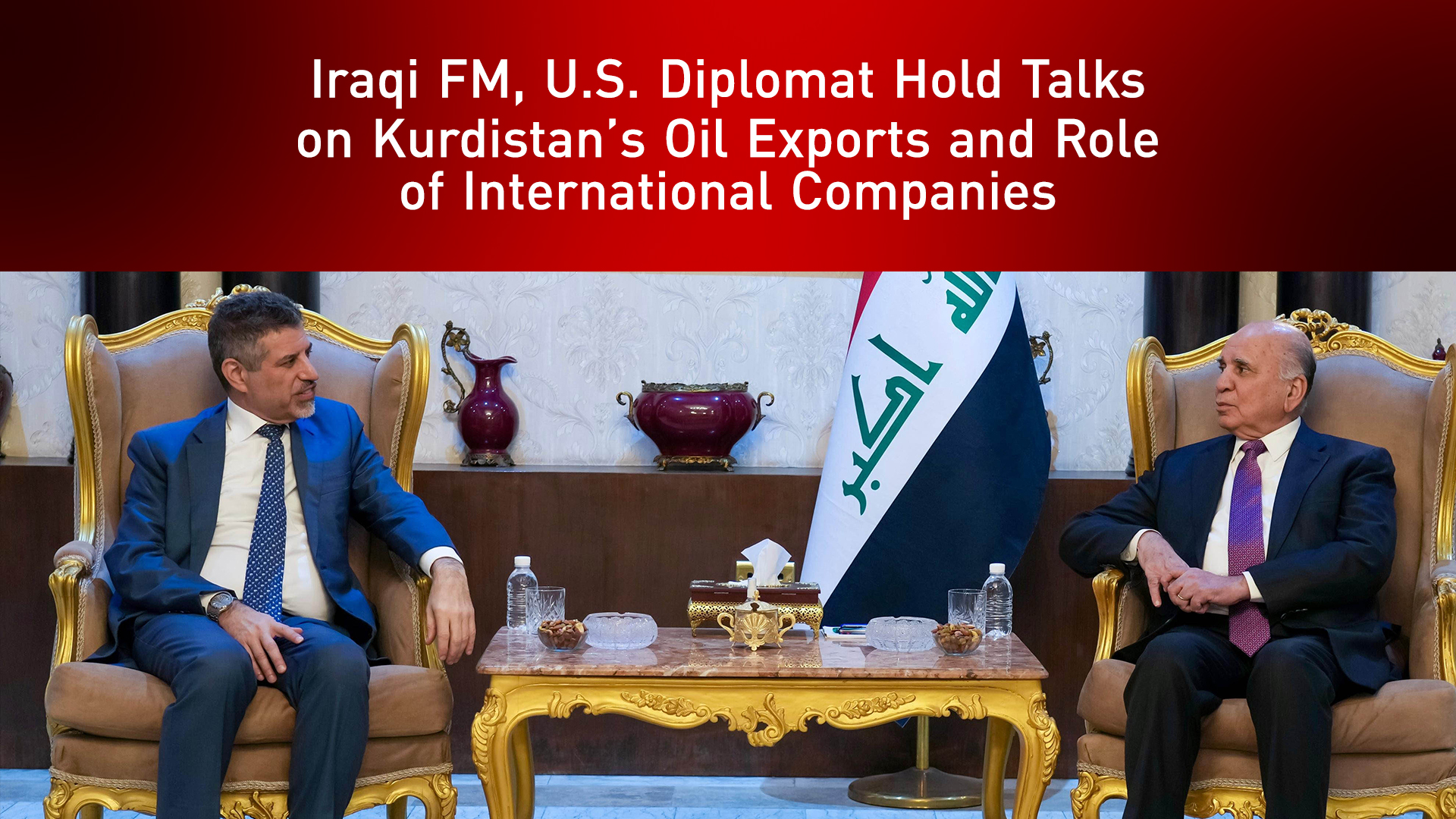 Iraq's FM Fuad Hussein (R) and Amb. Steven H. Fagin, Chargé d’Affaires, U.S. Mission to Iraq (L). (Photo: Iraqi Foreign Ministry)