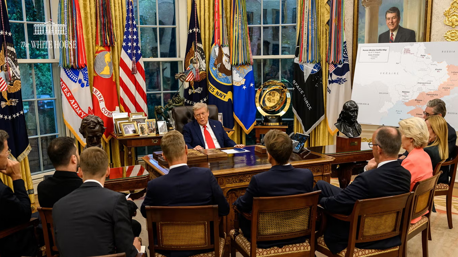 Donald Trump met with European leaders and the Ukrainian president on Monday. (Photo: The White House)