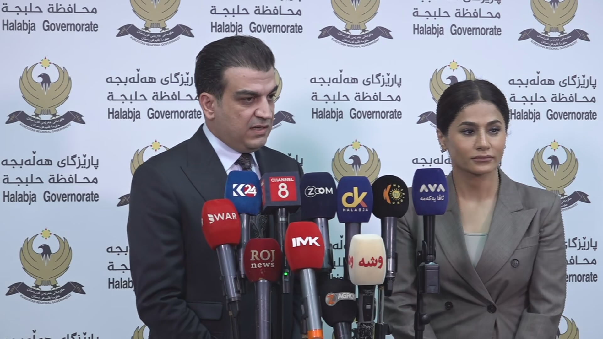 پیشوا هورامانی، سخنگوی دولت اقلیم کوردستان و خانم نُخشه ناصح، استاندار حلبچه