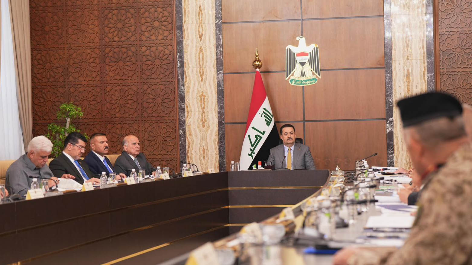 Iraqi Prime Minister Mohammed Shia al-Sudani (top middle) at the Ministerial Council for National Security meeting, Aug. 20, 2025. (Photo: INA)