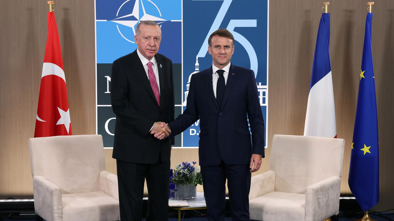 Türkiye Cumhurbaşkanı Recep Tayyip Erdoğan ve Fransa Cumhurbaşkanı Emmanuel Macron