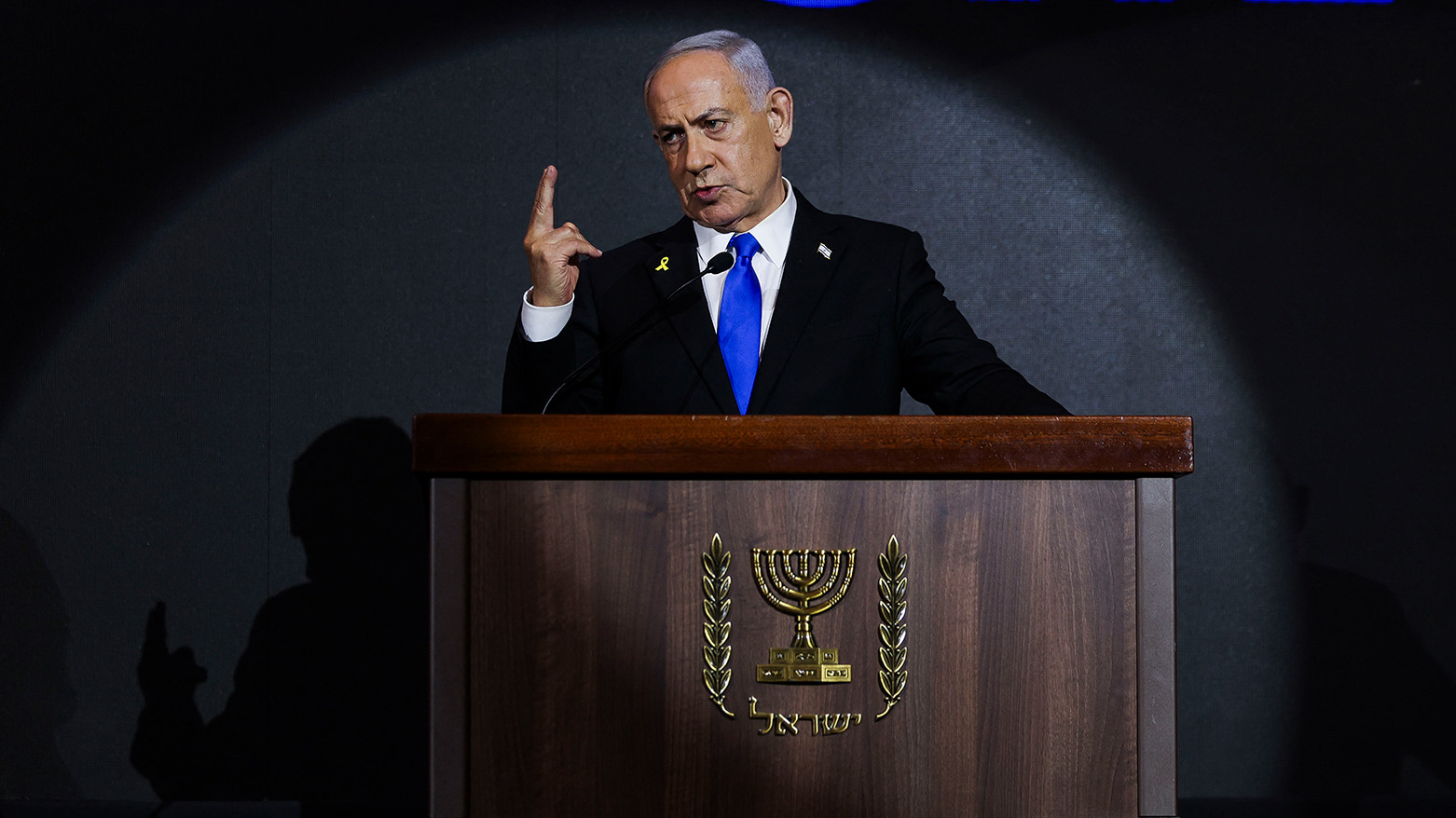 Israeli Prime Minister Benjamin Netanyahu delivers a statement during the US Independence Day reception, known as the annual "Fourth of July" celebration, hosted by Newsmax in Jerusalem on Aug. 13, 2025. (Photo: AFP)