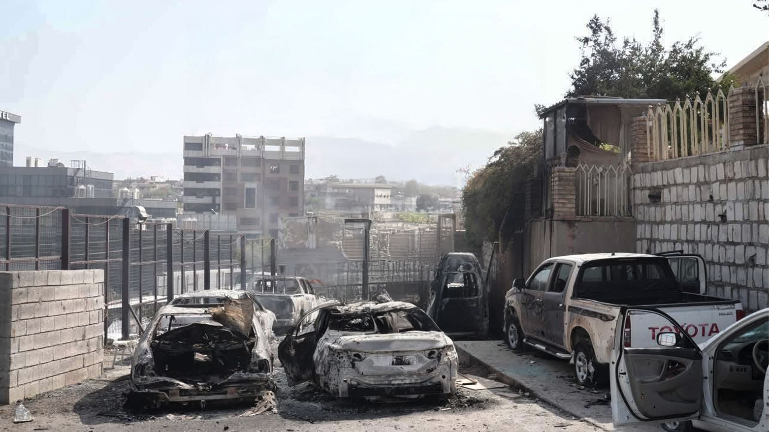The photo shows the aftermath of the clashes that broke out in Sulaimani on Thursday. (Photo: Kurdistan24)