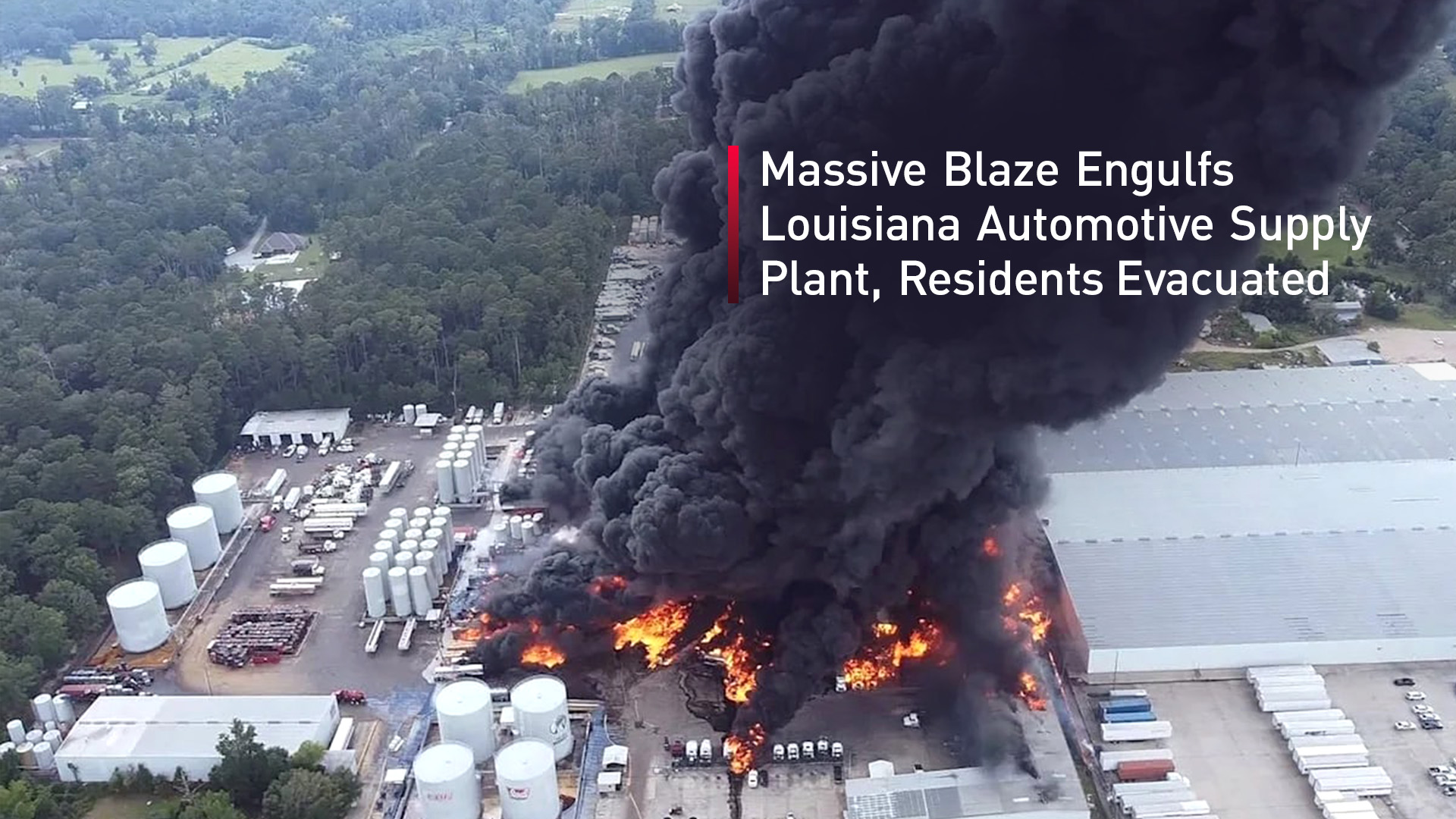 Evacuations were ordered after an explosion at a business in Roseland, Louisiana, on Aug. 22, 2025. (ABC News)