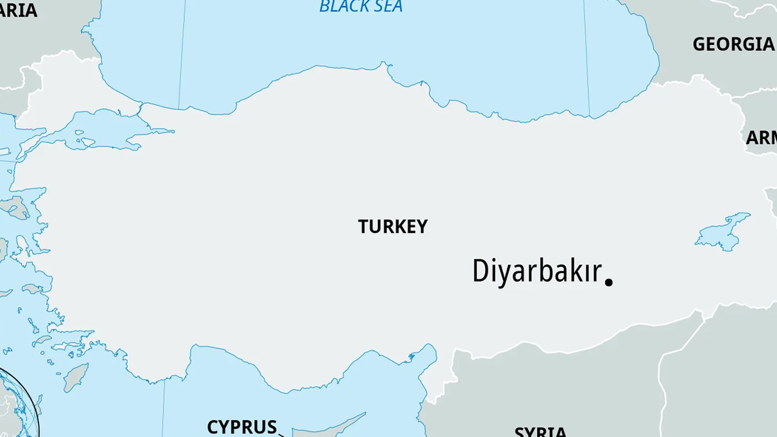 The location of Diyarbakir on the map. (Photo: Social Media)