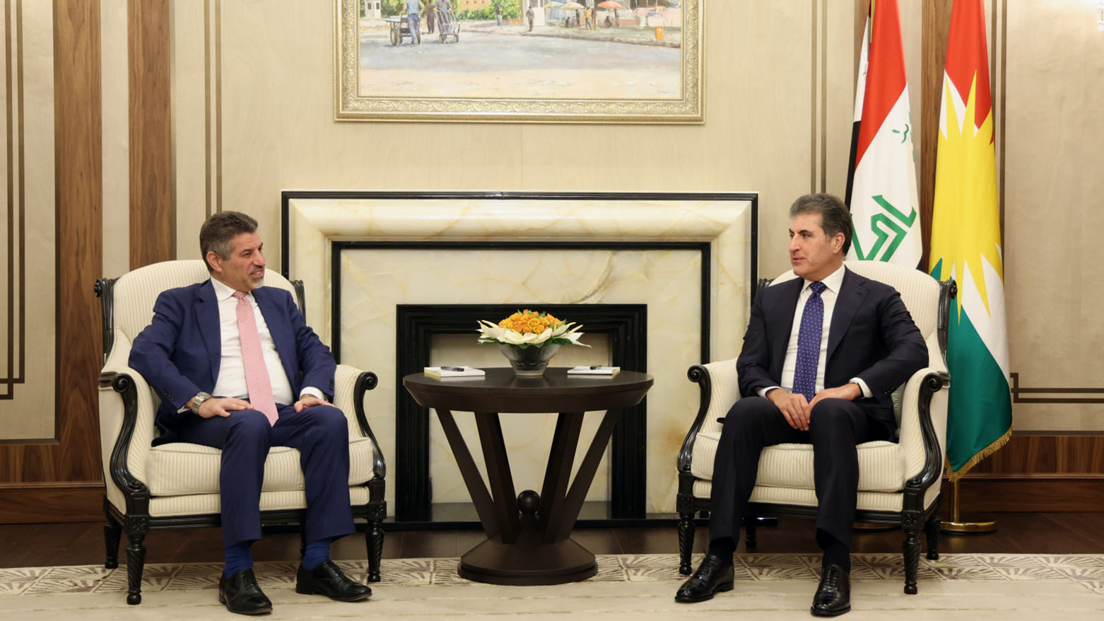 نچیروان بارزانی، رئیس اقلیم کوردستان و استیون ویگن، کاردار سفارت آمریکا در عراق