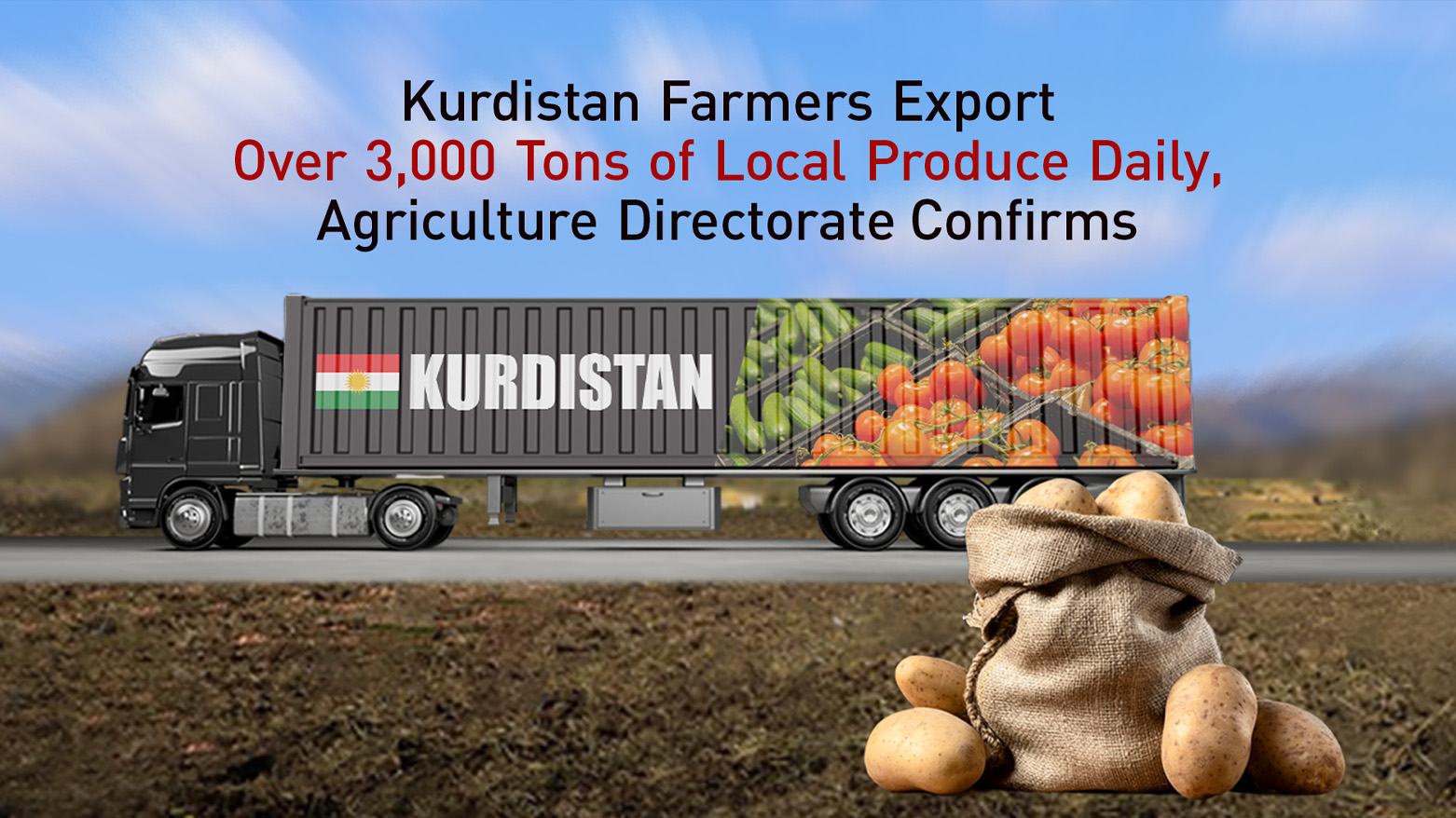 An illustration showcasing the variety of vegetables produced in the Kurdistan Region and exported to markets outside the Region. (Graphics: Kurdistan24)