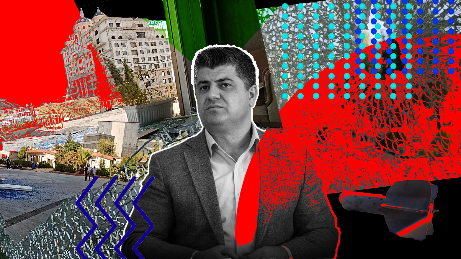 The graphic features Lahur Sheikh Jangi alongside images depicting the aftermath of the clashes. (Graphics: Kurdistan24)