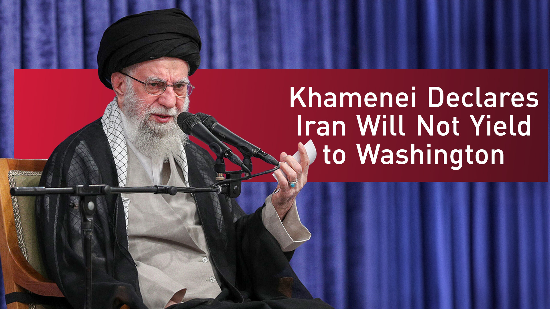Photo shows Iran’s Supreme Leader Ayatollah Ali Khamenei speaking at a ceremony in Tehran, Aug. 24, 2025. (AFP)