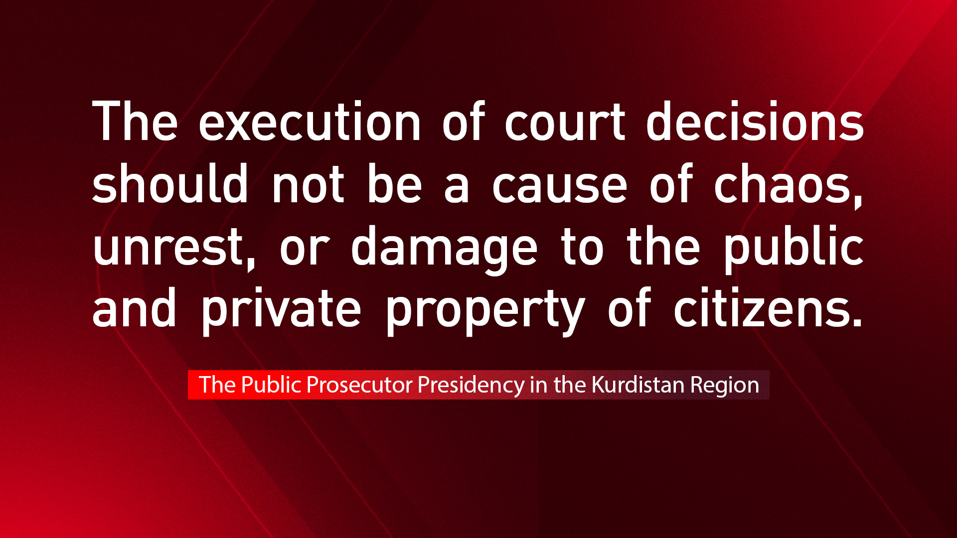 The photo shows part of the message by Presidency of the Public Prosecutor in the Kurdistan Region. (Graphics: Kurdistan24)