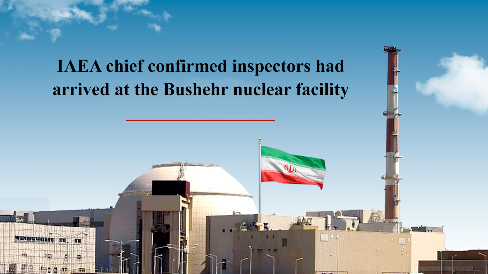 Picture shows the Iranian flag fluttering over the reactor building at the Russian-built Bushehr nuclear power plant in southern Iran. (Graphic: Kurdistan24)