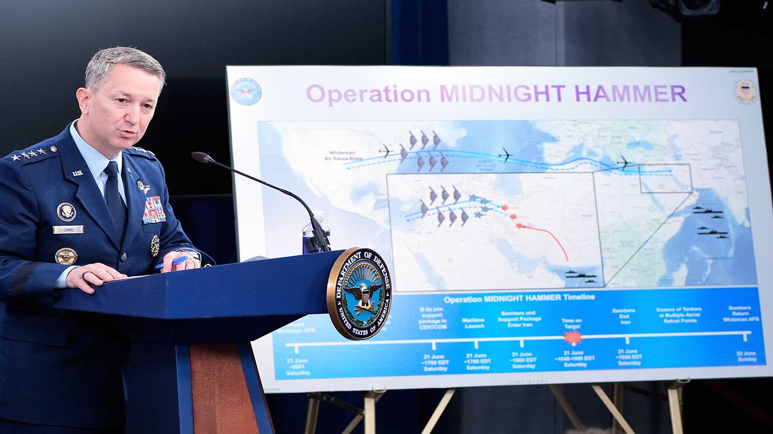 Joint Chiefs Chairman Gen. Dan Caine speaks during a news conference at the Pentagon in Washington, June 22, 2025, after the U.S. military struck three nuclear sites in Iran. (Photo: AP)