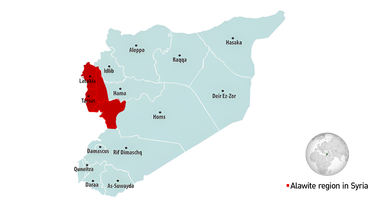 Map of Syria Depicting Approximate Alawite Regions. (Graphic: Kurdistan24)