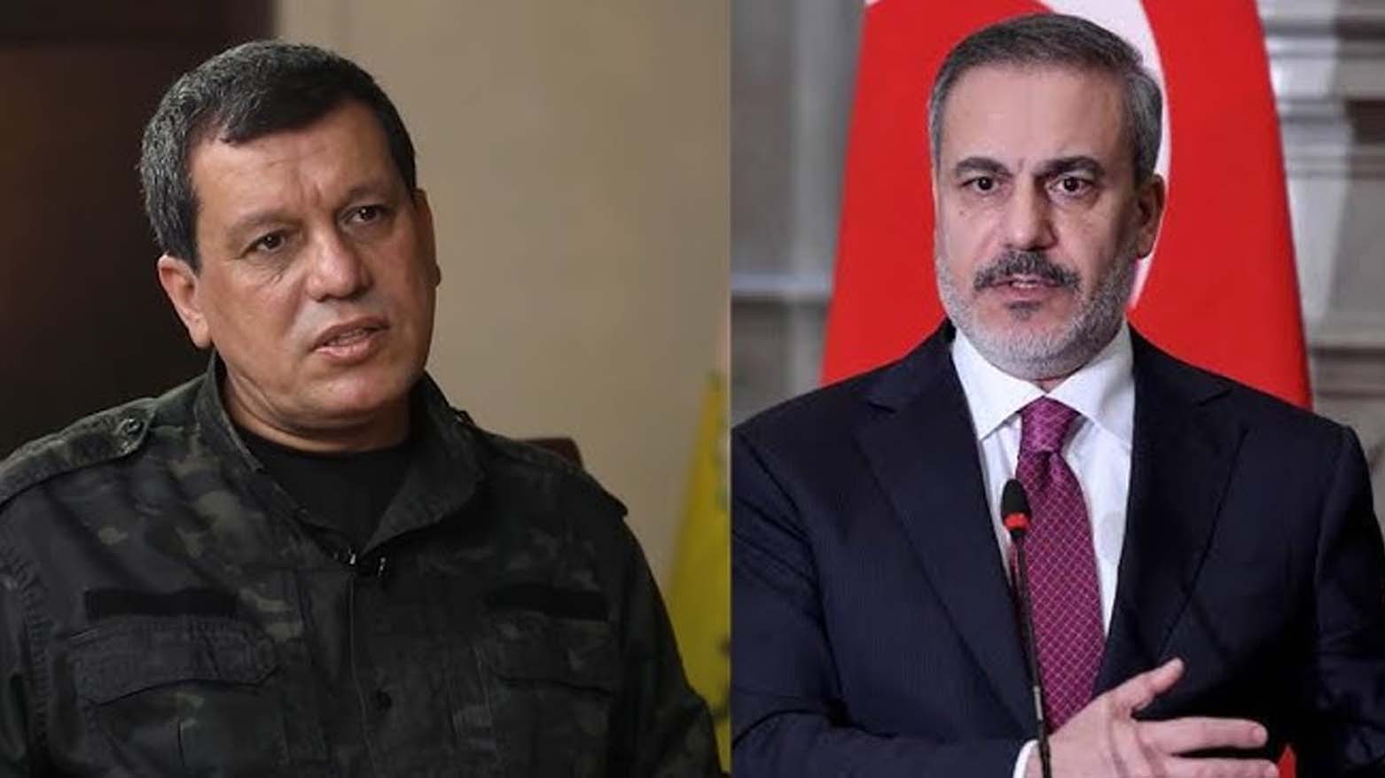 SDF commander Mazloum Abdi (L),  Türkiye’s  Foreign Minister Hakan Fidan  (R). (Photo: Social Media)