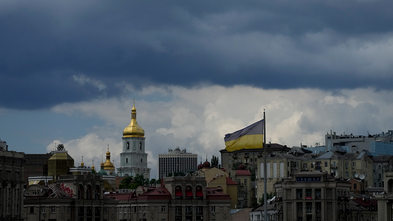 A Ukrainian flag waves in Kyiv, Ukraine, Saturday, June 18, 2022. (AP)