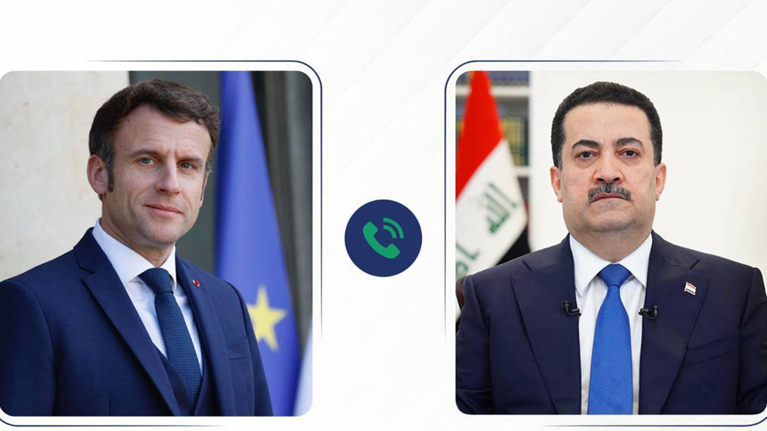 السوداني يجري مباحثات هاتفية مع ماكرون حول زيارته المرتقبة إلى بغداد