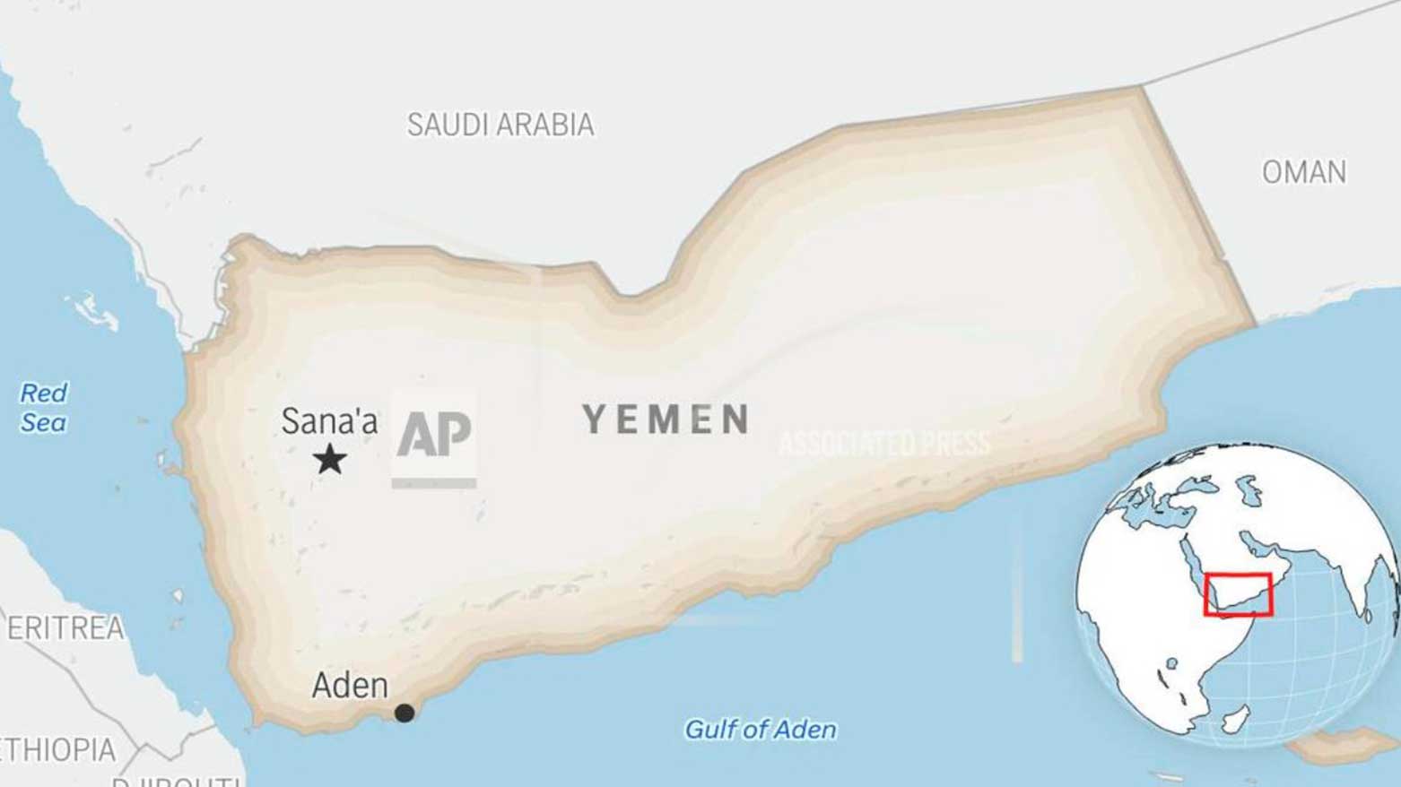 A locator map for Yemen with its capital, Sanaa. (AP Photo)