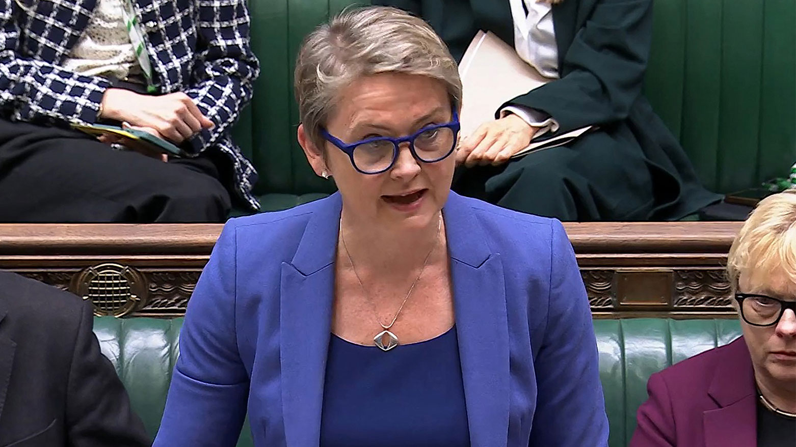 Britain's Home Secretary Yvette Cooper delivering a speech on Borders and Asylum in the House of Commons in London on September 1, 2025. (Photo: AFP)