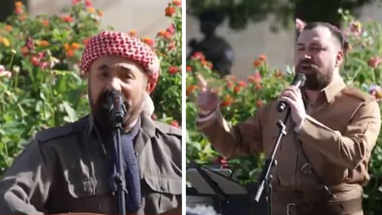 شڤان پەروەر و ئەلەند حازم لە پاریس گۆرانیان بۆ پێشمەرگە گوت