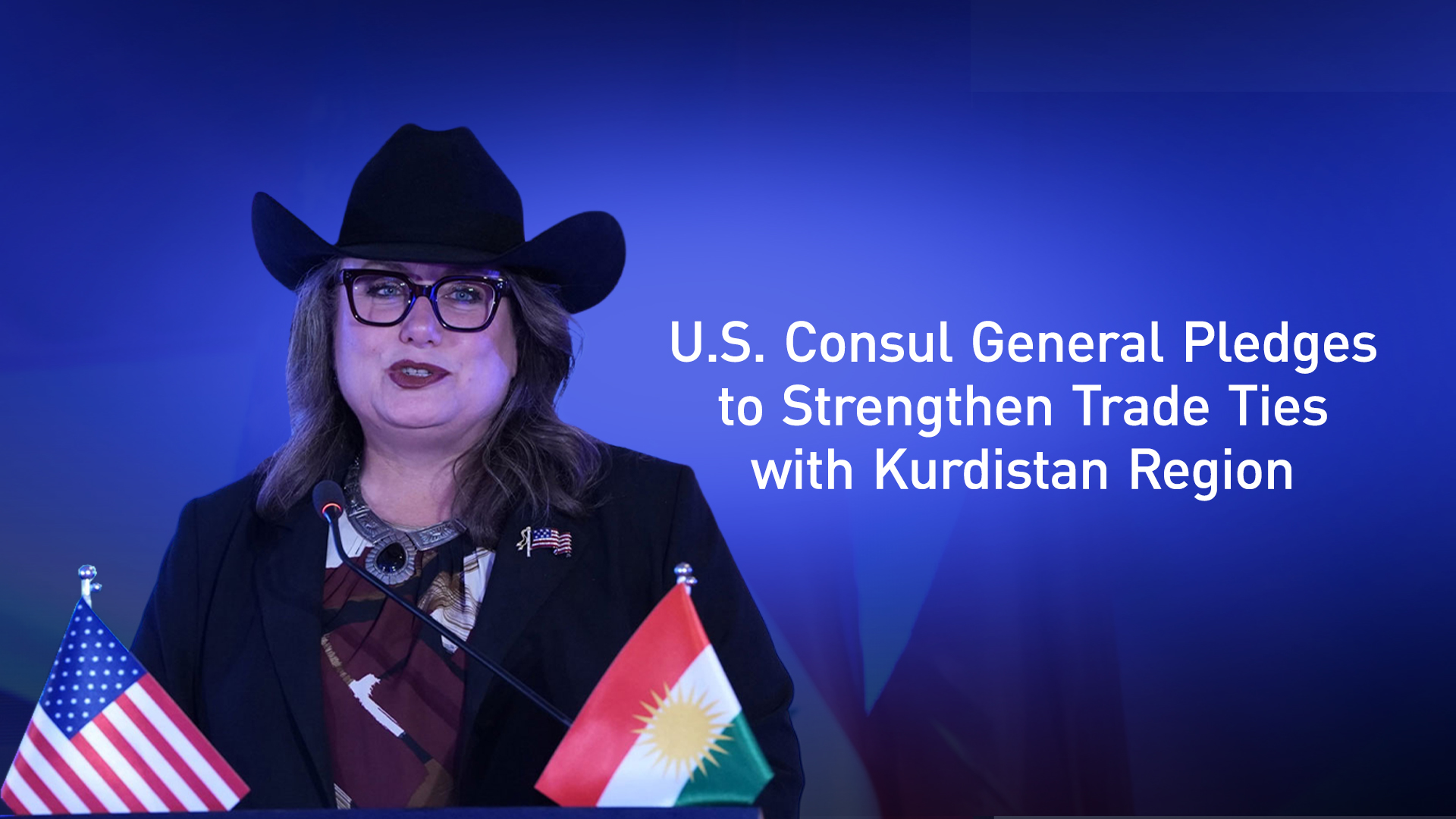 U.S. CG in Erbil Wendy Green, speaking at the KRG Economic and Trade Cooperation Conference, Sep. 8, 2025. (Photo: Kurdistan24)