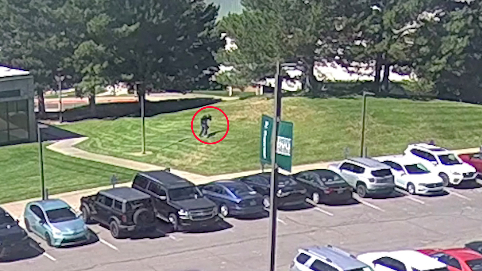 FBI footage shows person of interest running at Utah Valley University after Charlie Kirk’s shooting, Sept. 11, 2025. (AFP)