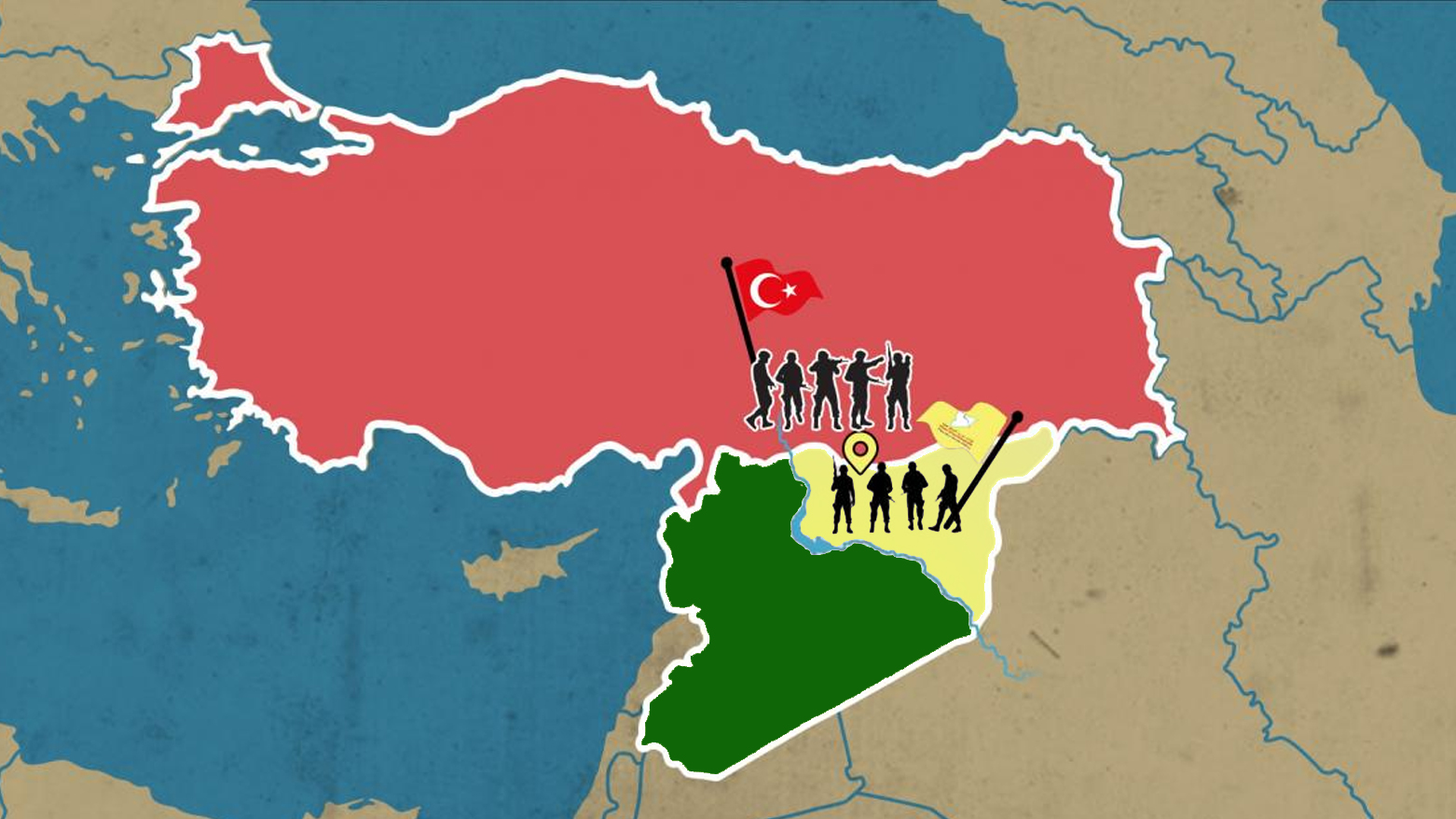 A picture showing the map of Türkiye and Syria. (Graphic: Kurdistan24)