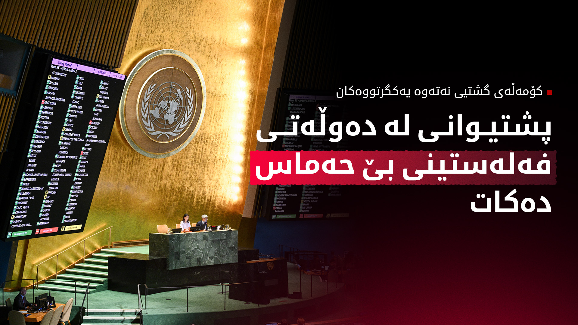 دەنگ بە دامەزراندنی دەوڵەتی فەڵەستین درا