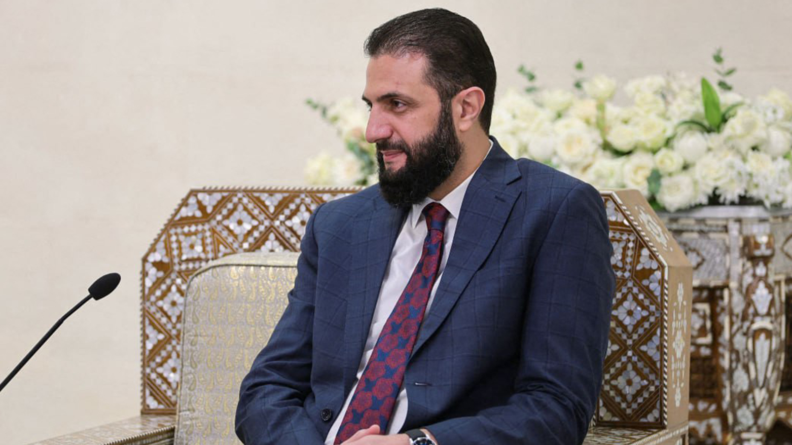 Ahmed Al-Sharaa, Syrian interim president, in the Syrian capital Damascus on Sep. 12, 2025. (AFP)