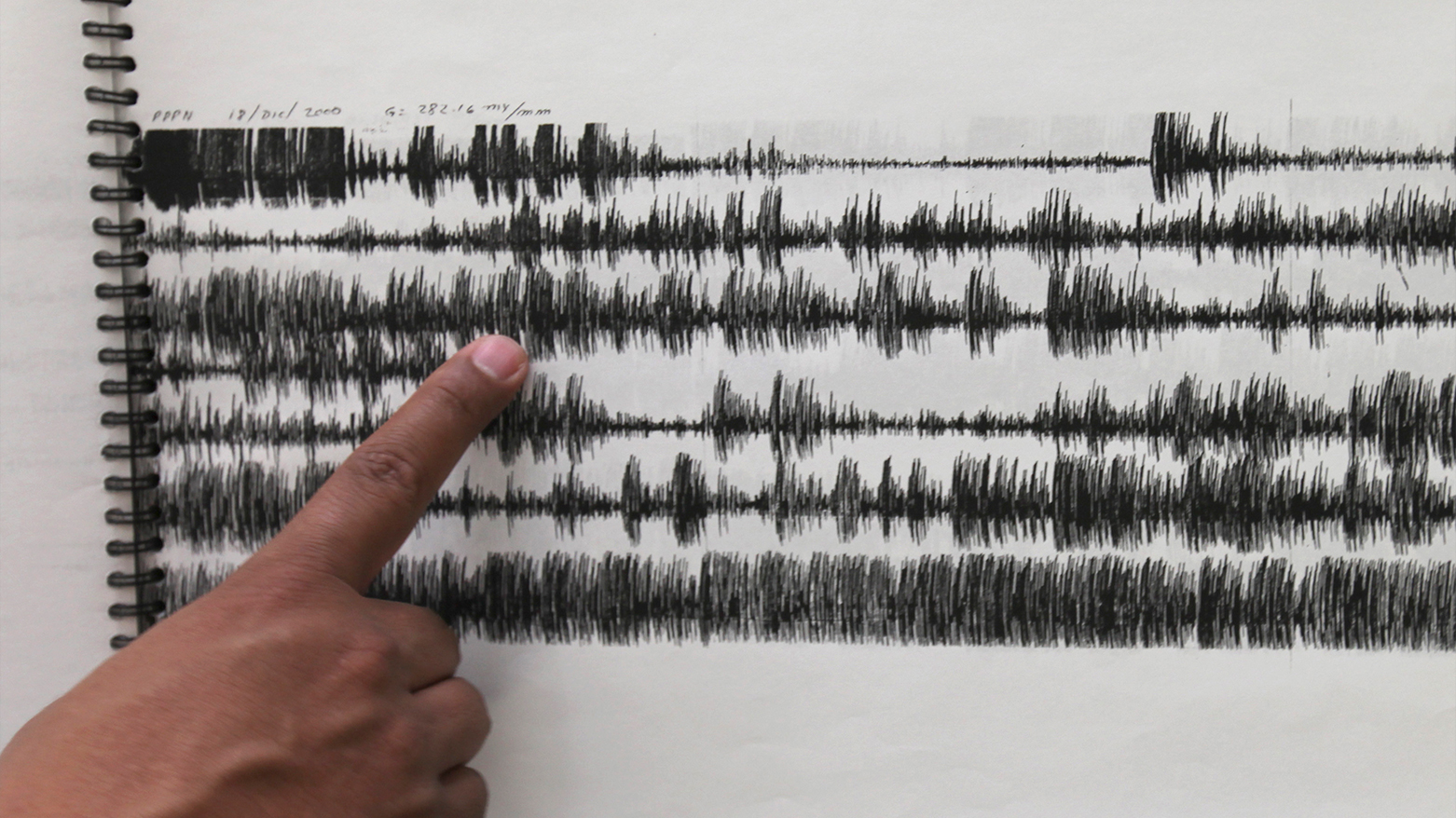 A seismic graph is displayed in the photo. (AP)