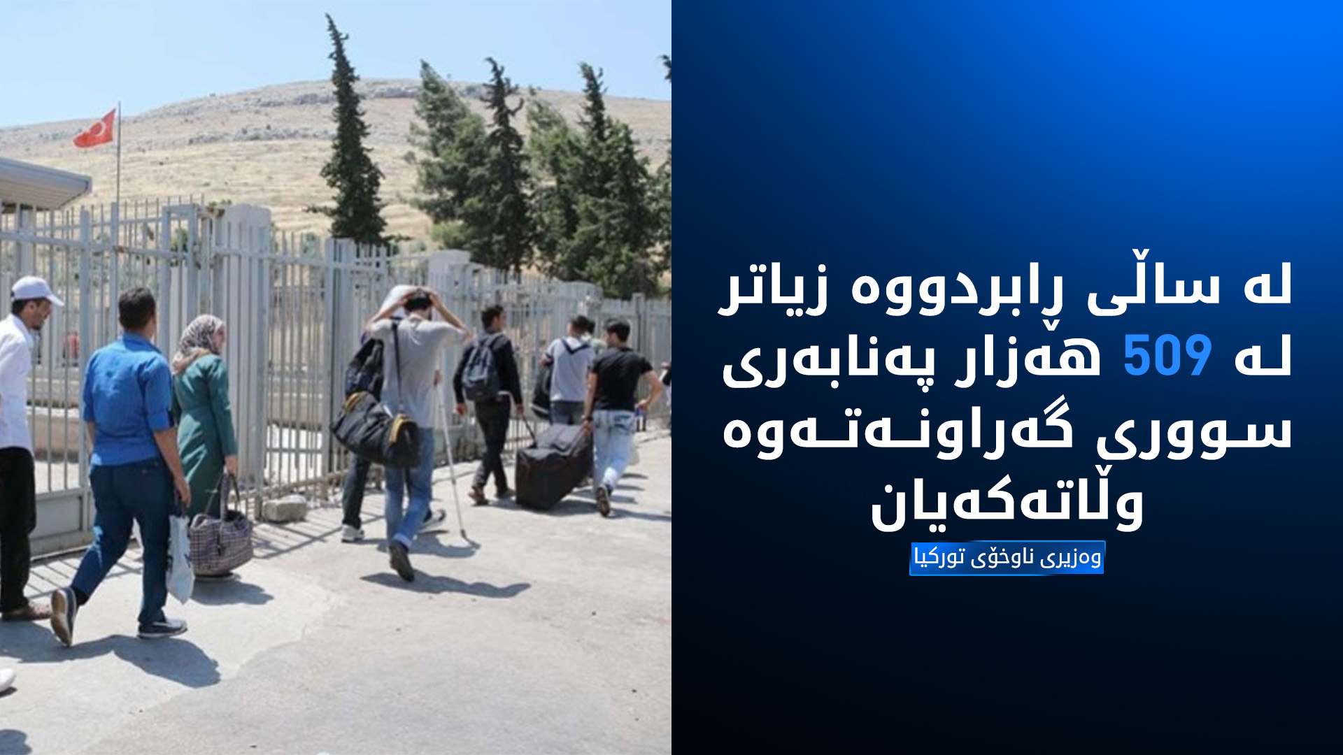 لە ساڵی 2016وە زیاتر لە دوو ملیۆن پەنابەری سووری لە تورکیاوە گەڕاونەتەوە وڵاتەکەیان