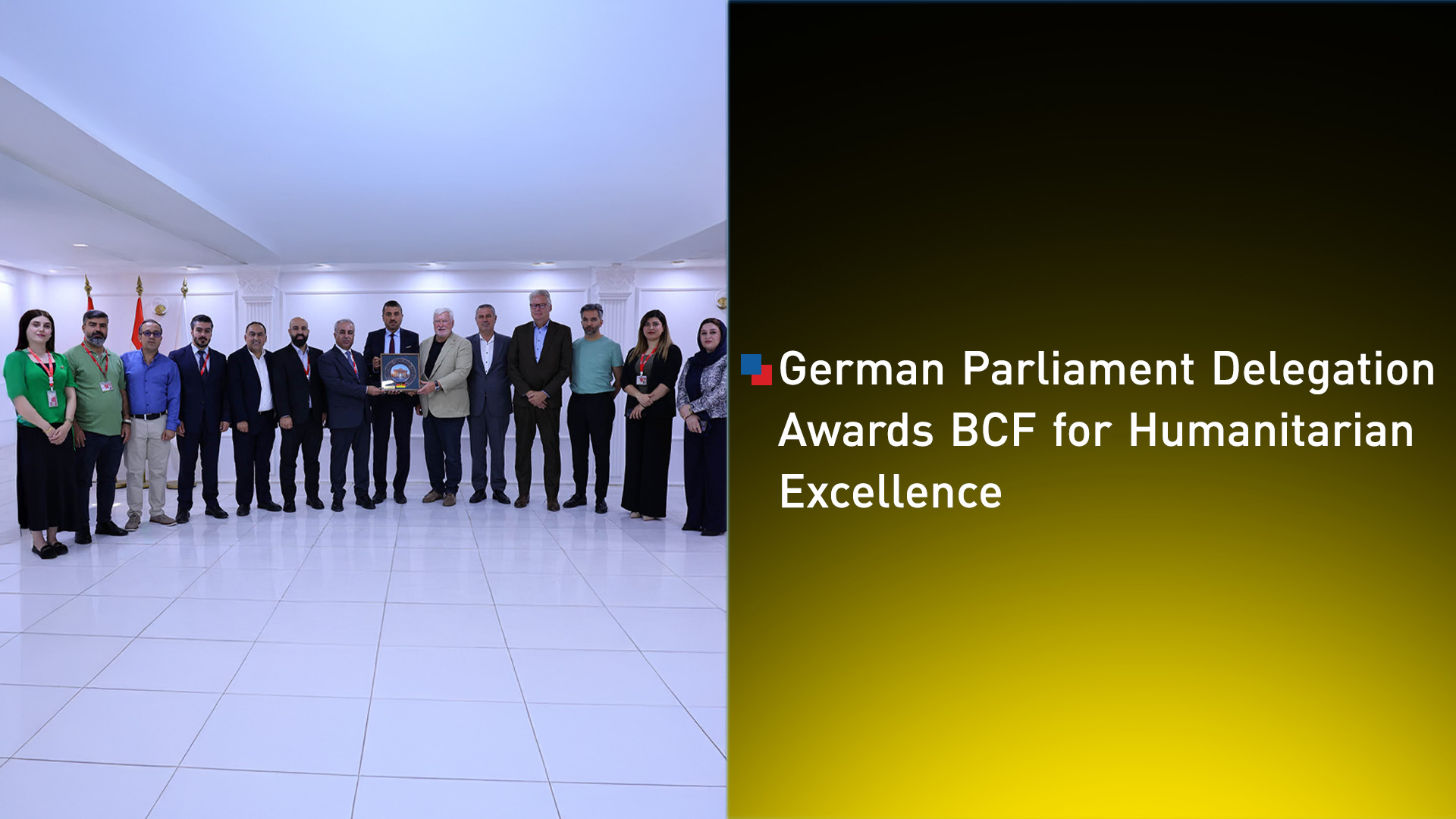 German parliamentary delegation presenting the award to Musa Ahmad, President of the BCF, Oct. 2, 2025. (Photo: Submitted to Kurdistan24)