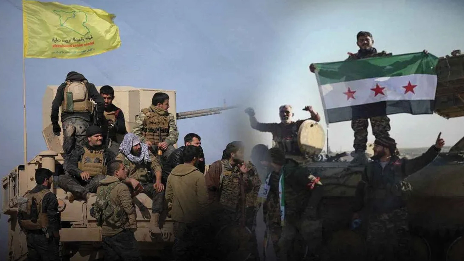 SDF Forces (L), and Syrian Transitional Government forces (R). (Photo: Social Media)
