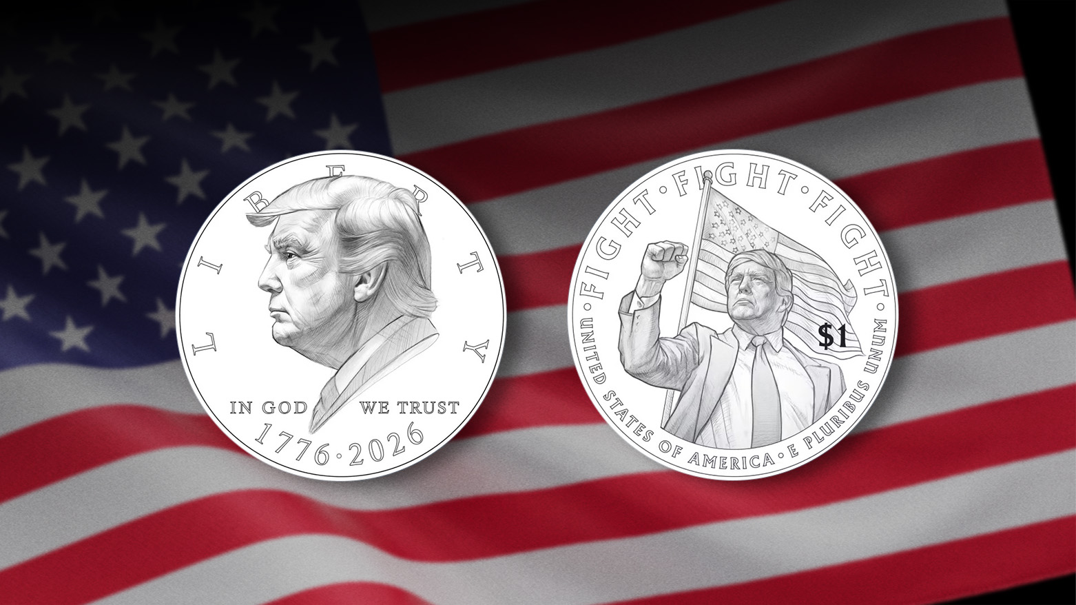 U.S. Treasury's draft of next year’s $1 commemorative coin. (Graphics: Kurdistan24)