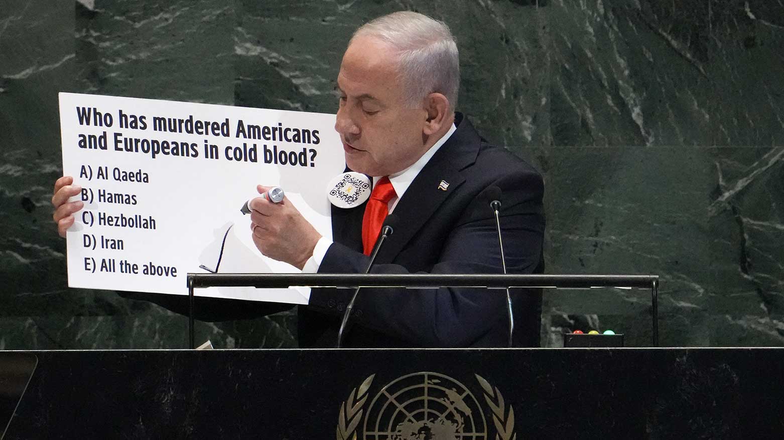 Israeli PM Benjamin Netanyahu speaks during the General Debate of the UN General Assembly at UN headquarters in New York City on September 26, 2025. (Photo: AFP)
