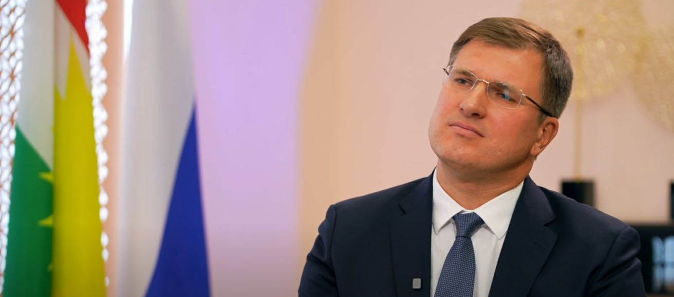 Maxsim Rubin, the Consul General of the Russian Federation in Erbil, speaking to Kurdistan24, Oct. 5, 2025. (Photo: Kurdistan24)