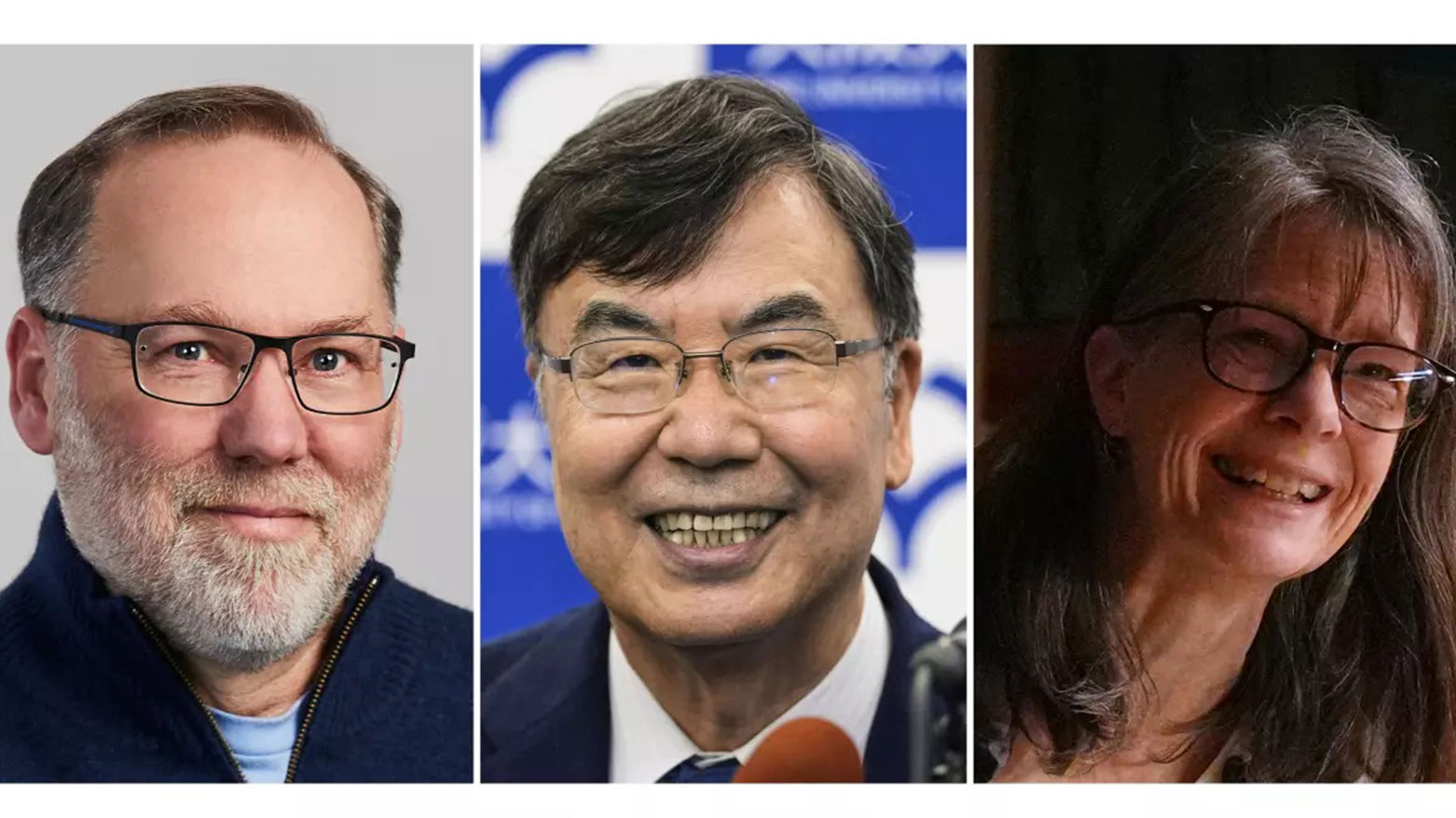 This photo combination shows, from left, Fred Ramsdell in a photo provided by Sonoma Biotherapeutics, Osaka University professor Dr. Shimon Sakaguchi, Oct. 6, 2025 and Mary E. Brunkow in Seattle, Oct. 6, 2025. (Photo: AP)