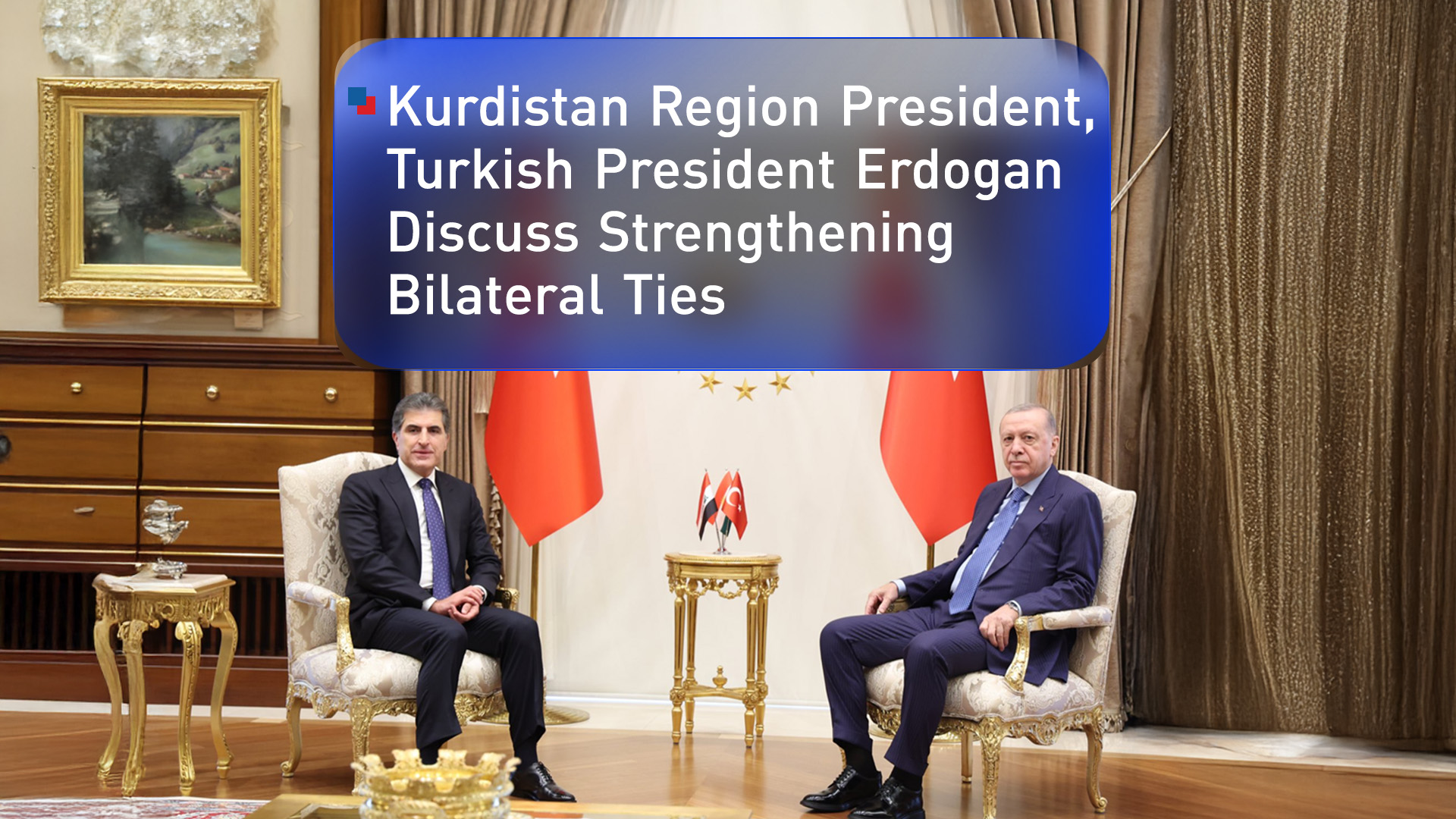 Kurdistan Region President Nechirvan Barzani (left) during his meeting with Turkish President Recep Tayyip Erdogan, Oct. 9, 2025. (Photo: Designed by Kurdistan24)