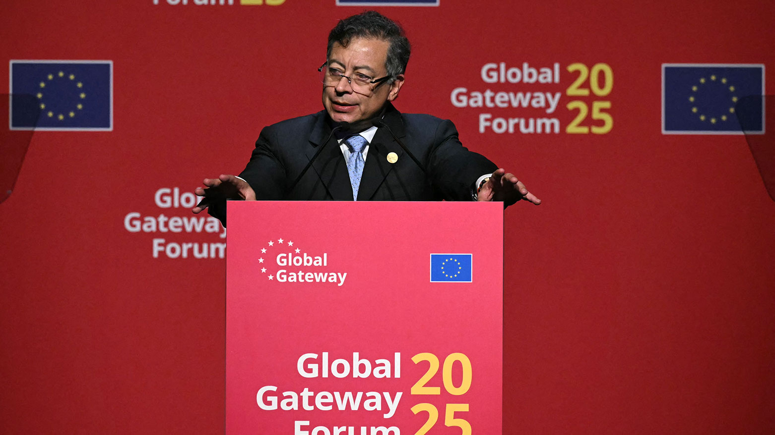President of Colombia Gustavo Petro in Brussels on Oct. 9, 2025. (AFP)
